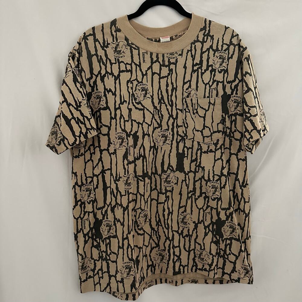 Vintage Joe  Camel Crew Neck Short Sleeve T-Shirt Brown Size XL
